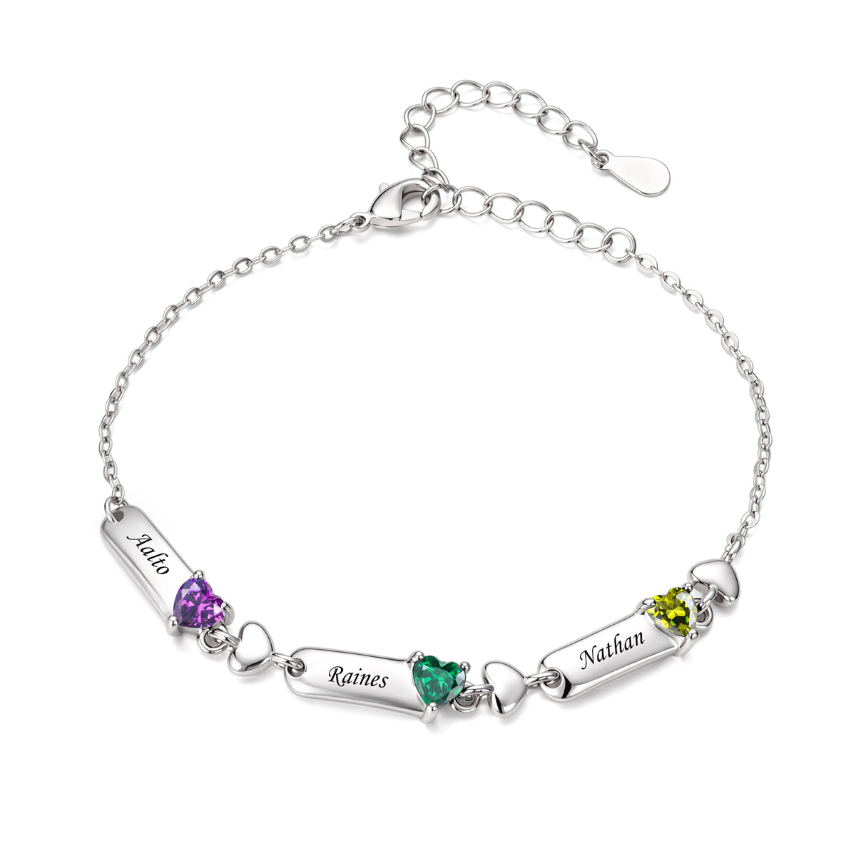 Custom Birthstone Engraved Bracelet