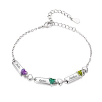 Custom Birthstone Engraved Bracelet