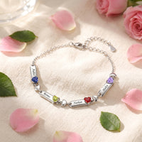 Custom Birthstone Engraved Bracelet