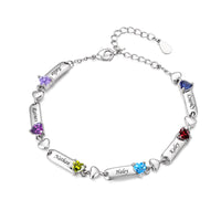 Custom Birthstone Engraved Bracelet
