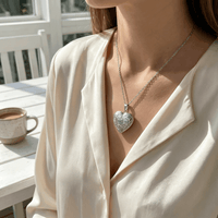 Custom Photo Heart-Patterned Locket Necklace