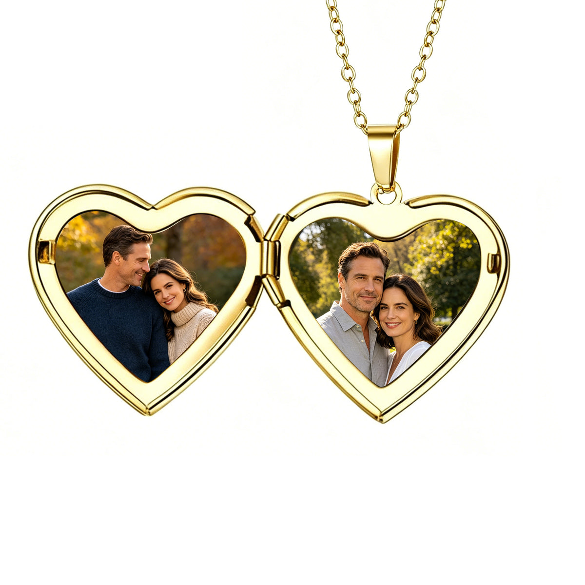 Custom Photo Heart-Patterned Locket Necklace