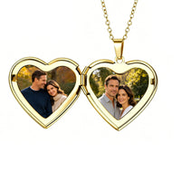 Custom Photo Heart-Patterned Locket Necklace