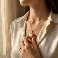 Custom Photo Heart-Patterned Locket Necklace
