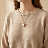 Custom Photo Heart-Patterned Locket Necklace