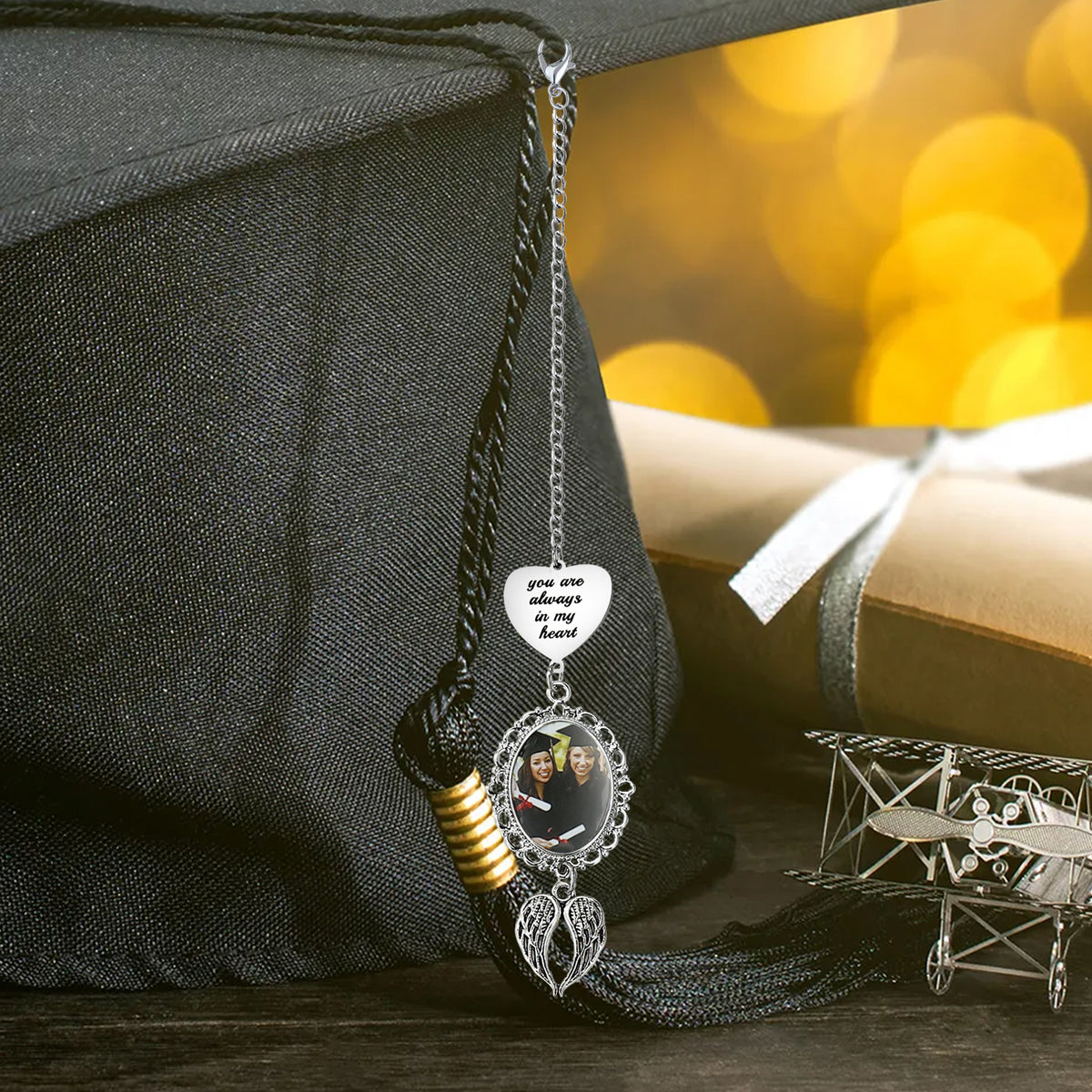 Graduation Photo Memorial Charm with Heart