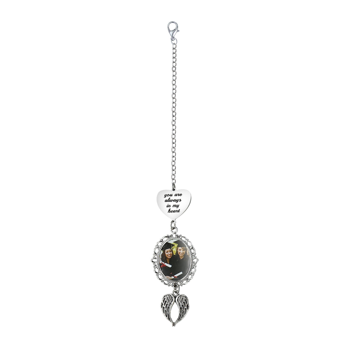 Graduation Photo Memorial Charm with Heart