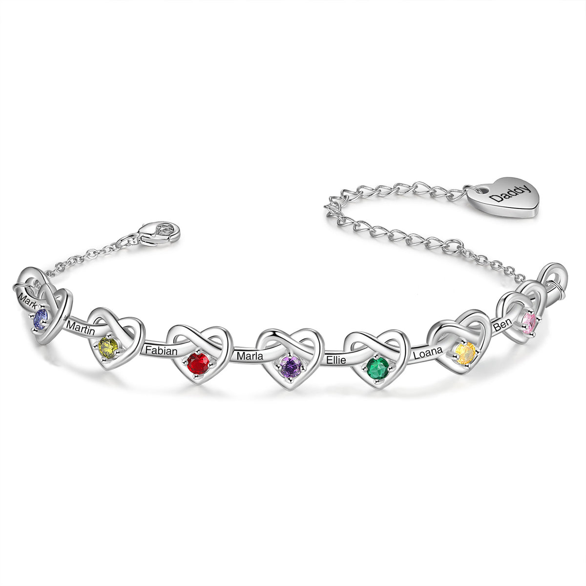 Custom Birthstone Heart Bracelet