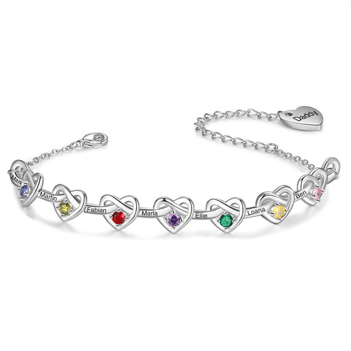 Custom Birthstone Heart Bracelet