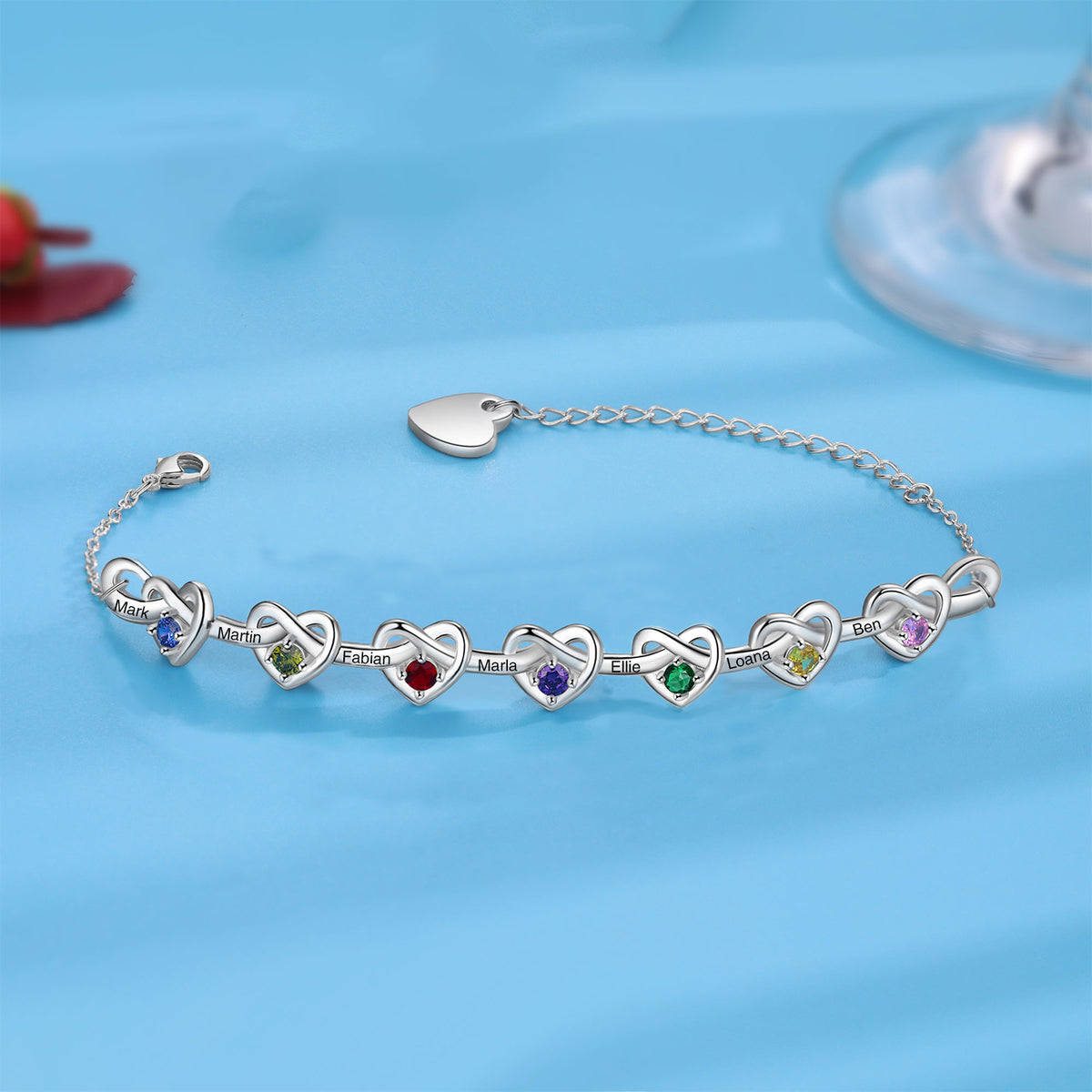 Custom Birthstone Heart Bracelet