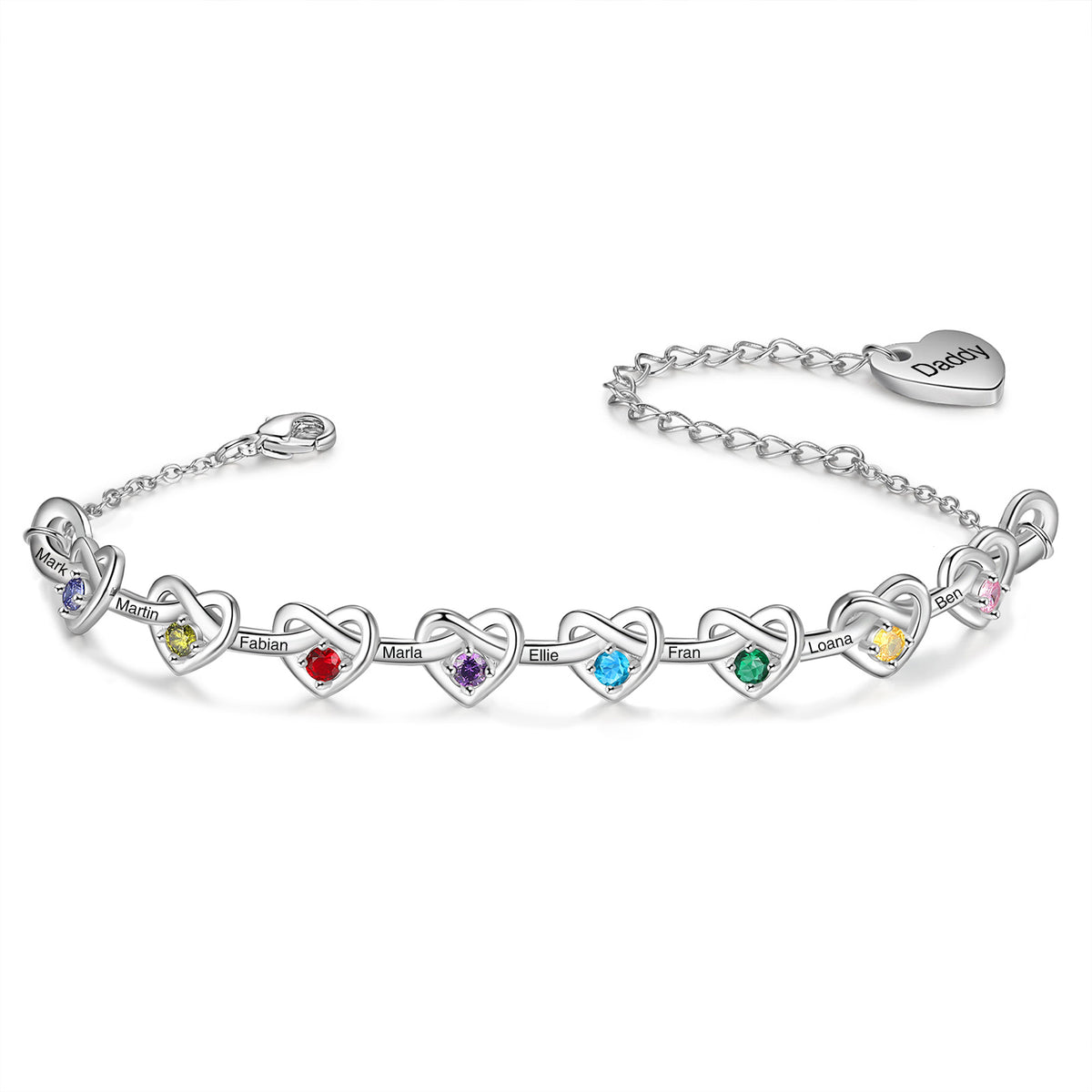Custom Birthstone Heart Bracelet