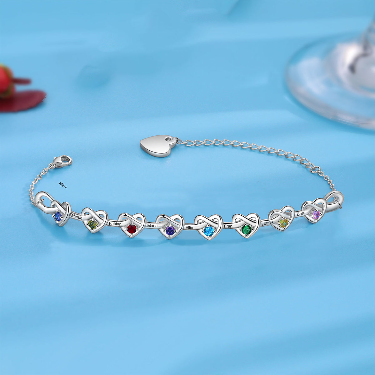 Custom Birthstone Heart Bracelet
