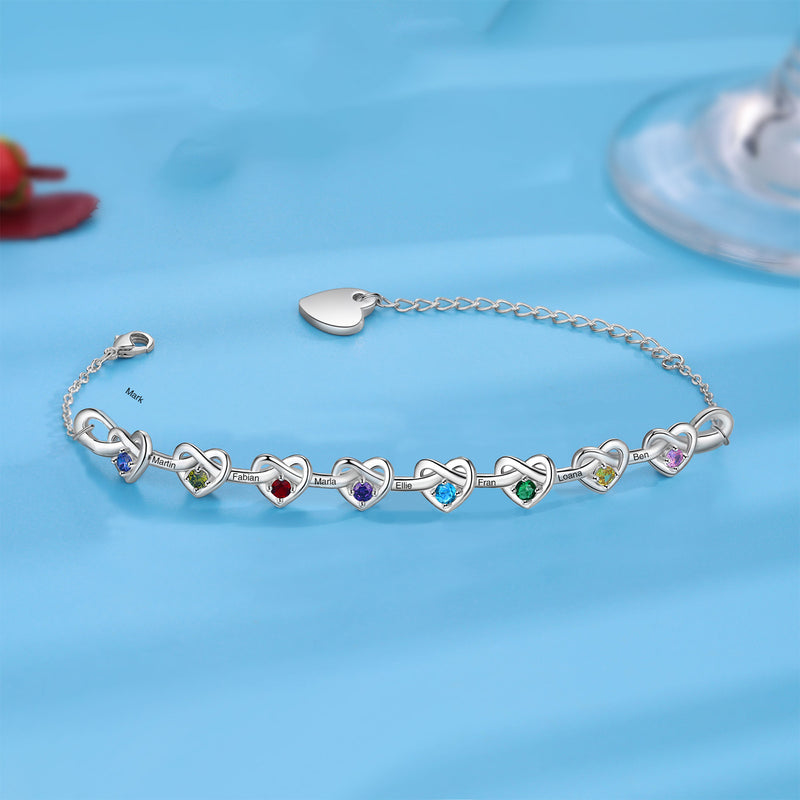 Custom Birthstone Heart Bracelet