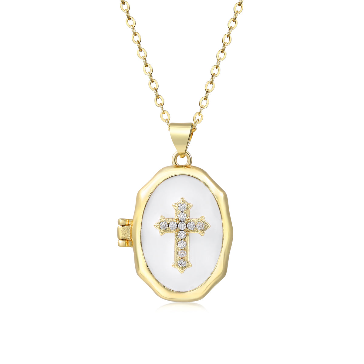 Custom Photo Cross Locket Necklace