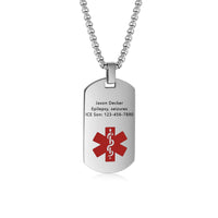 Men's Medical ID Dog Tag Necklace