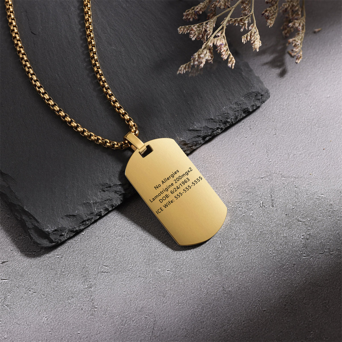 Men's Medical ID Dog Tag Necklace
