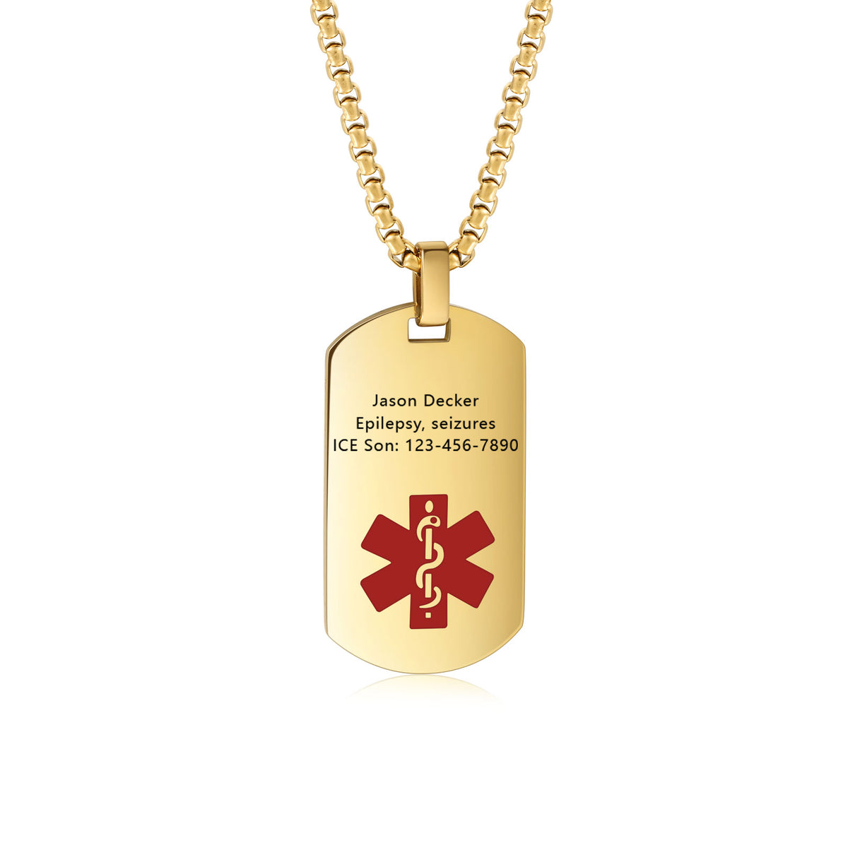 Men's Medical ID Dog Tag Necklace
