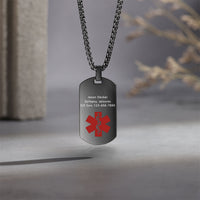 Men's Medical ID Dog Tag Necklace