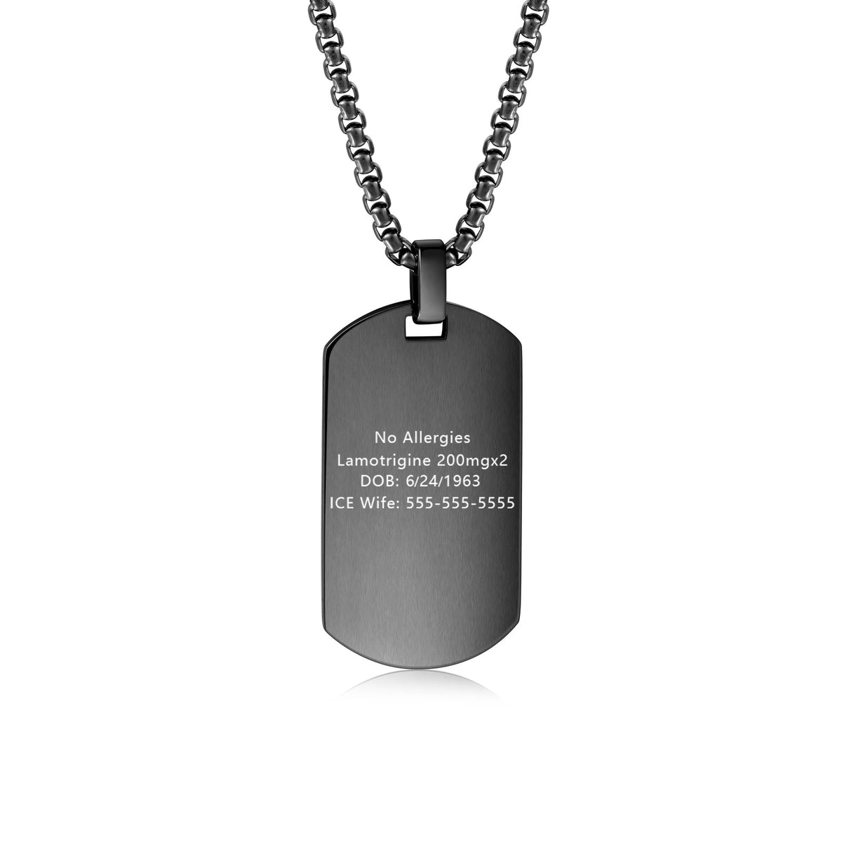 Men's Medical ID Dog Tag Necklace