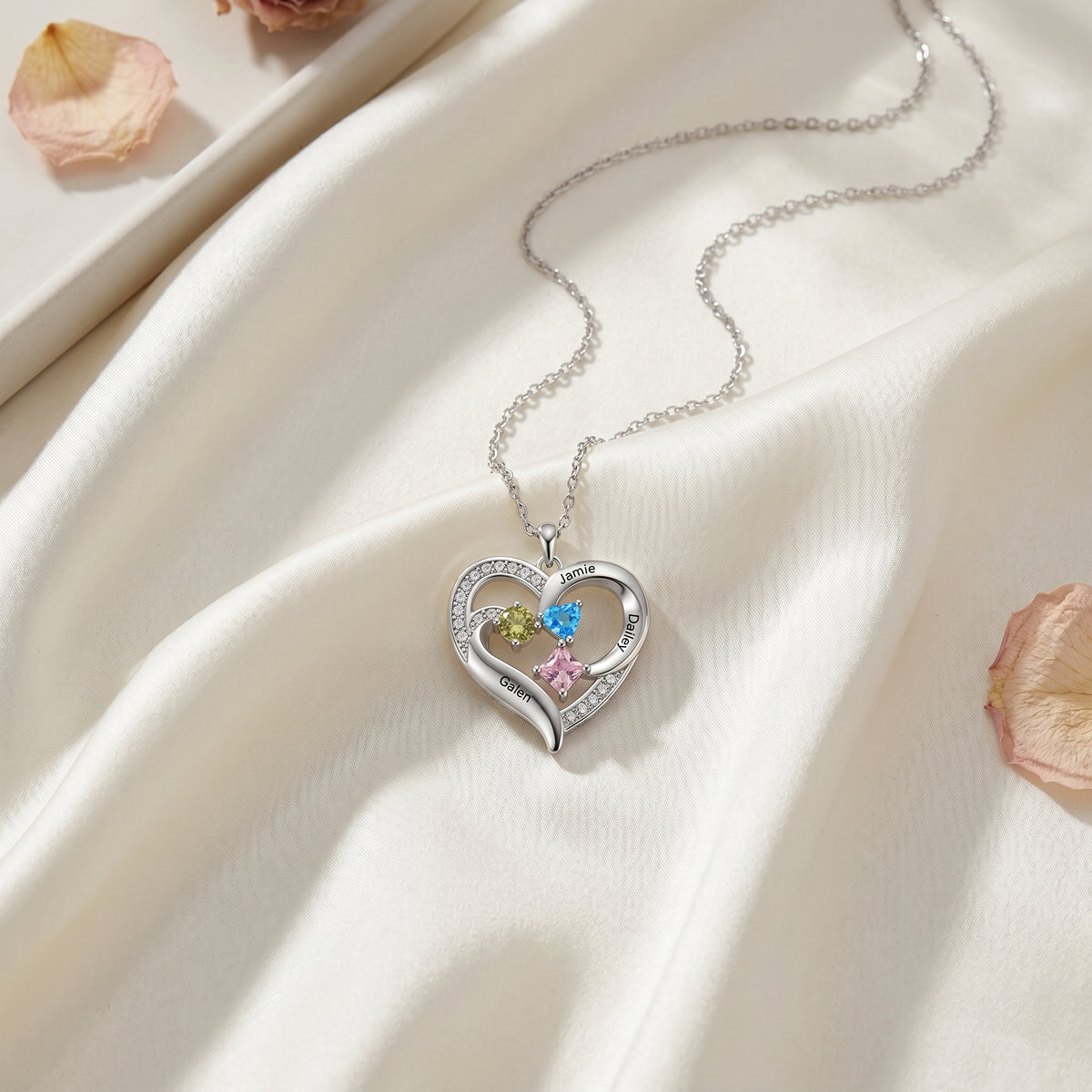 Custom Birthstone Engraved Necklace
