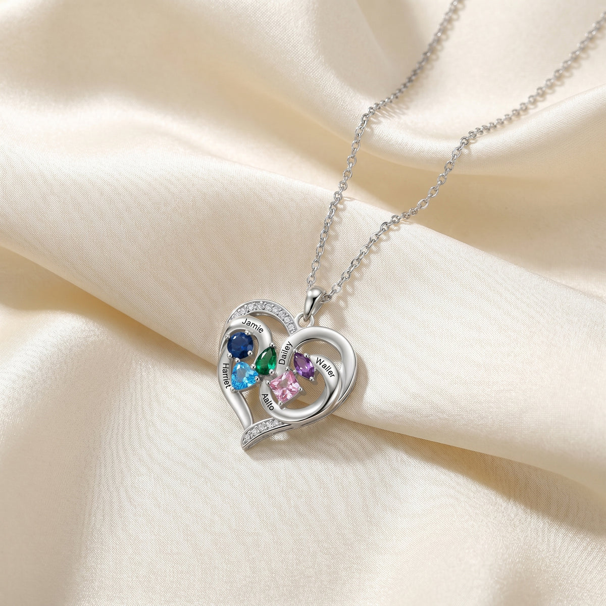 Custom Birthstone Engraved Necklace