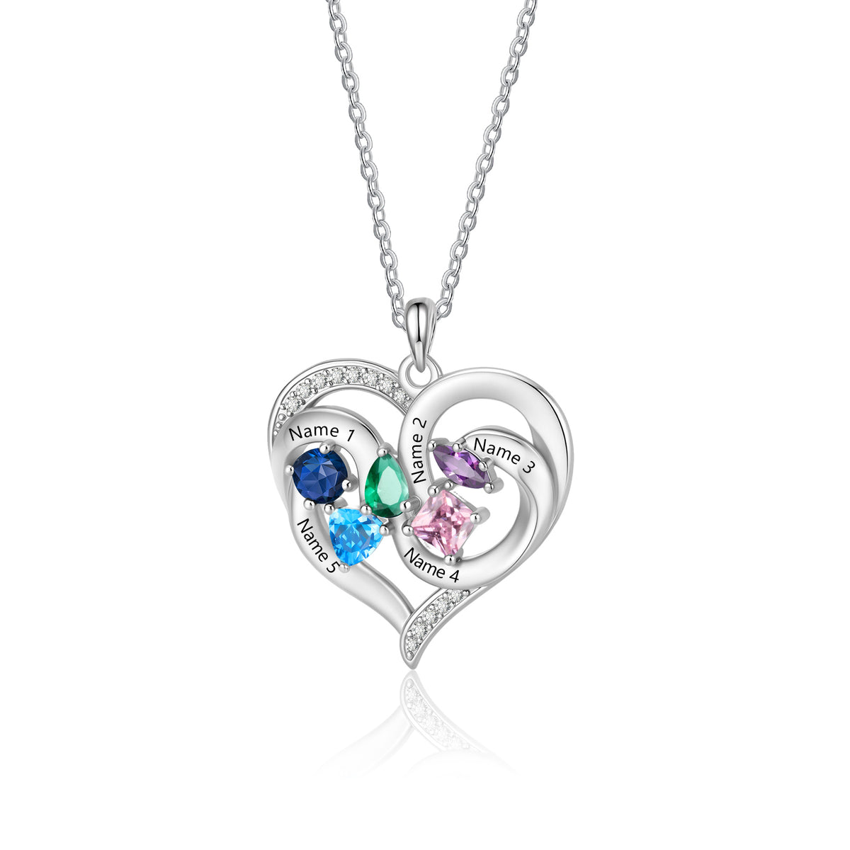 Custom Birthstone Engraved Necklace