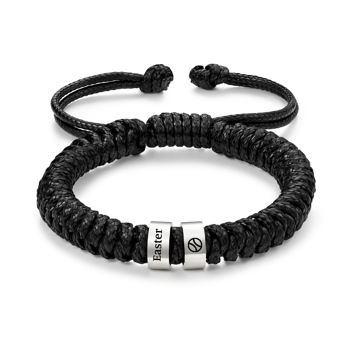 Men's Adjustable Braided Cord Name Bead Bracelet