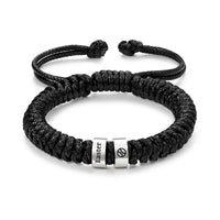 Men's Adjustable Braided Cord Name Bead Bracelet