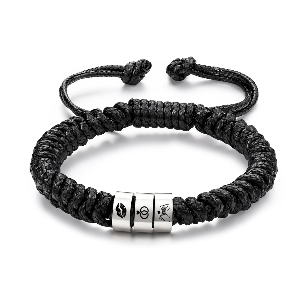 Men's Adjustable Braided Cord Name Bead Bracelet