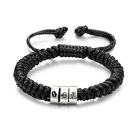 Men's Adjustable Braided Cord Name Bead Bracelet