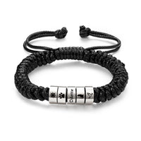 Men's Adjustable Braided Cord Name Bead Bracelet
