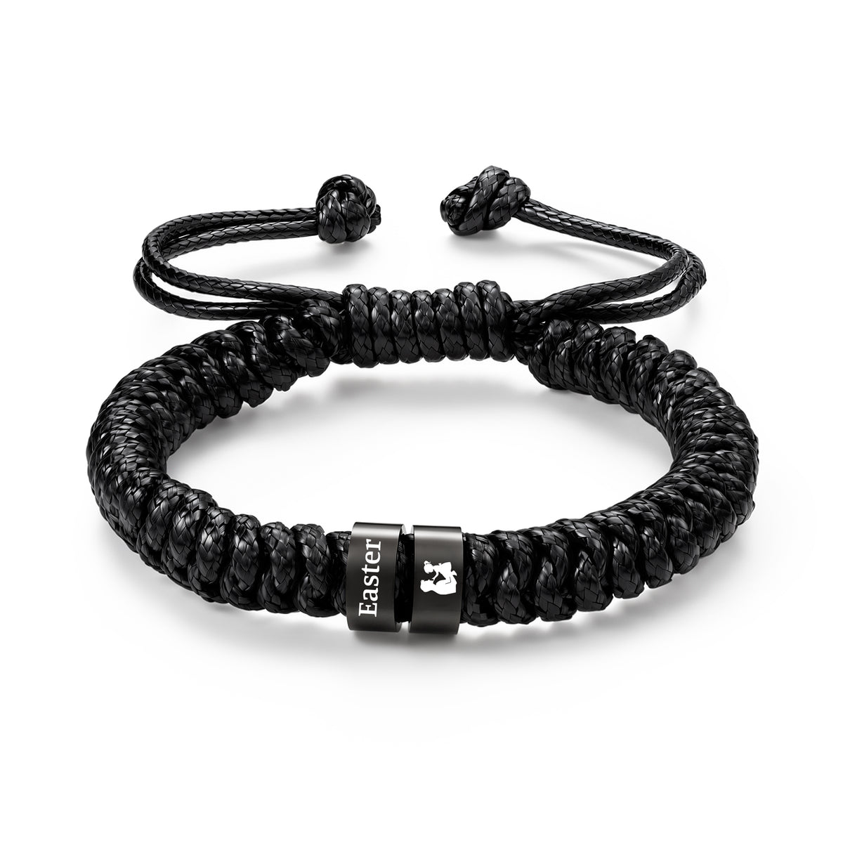 Men's Adjustable Braided Cord Name Bead Bracelet
