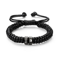 Men's Adjustable Braided Cord Name Bead Bracelet