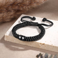 Men's Adjustable Braided Cord Name Bead Bracelet