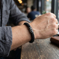 Men's Adjustable Braided Cord Name Bead Bracelet