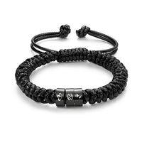 Men's Adjustable Braided Cord Name Bead Bracelet