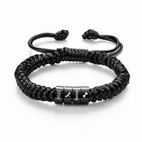 Men's Adjustable Braided Cord Name Bead Bracelet