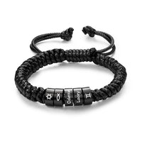 Men's Adjustable Braided Cord Name Bead Bracelet
