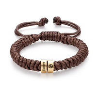 Men's Adjustable Braided Cord Name Bead Bracelet
