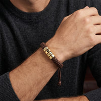 Men's Adjustable Braided Cord Name Bead Bracelet