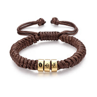 Men's Adjustable Braided Cord Name Bead Bracelet