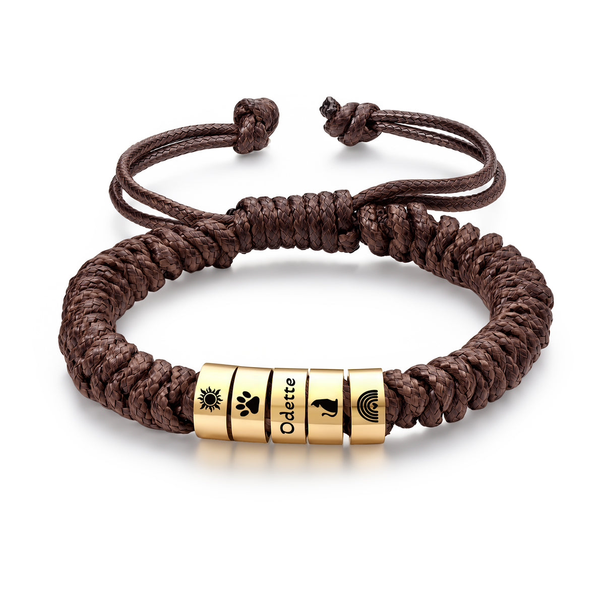 Men's Adjustable Braided Cord Name Bead Bracelet
