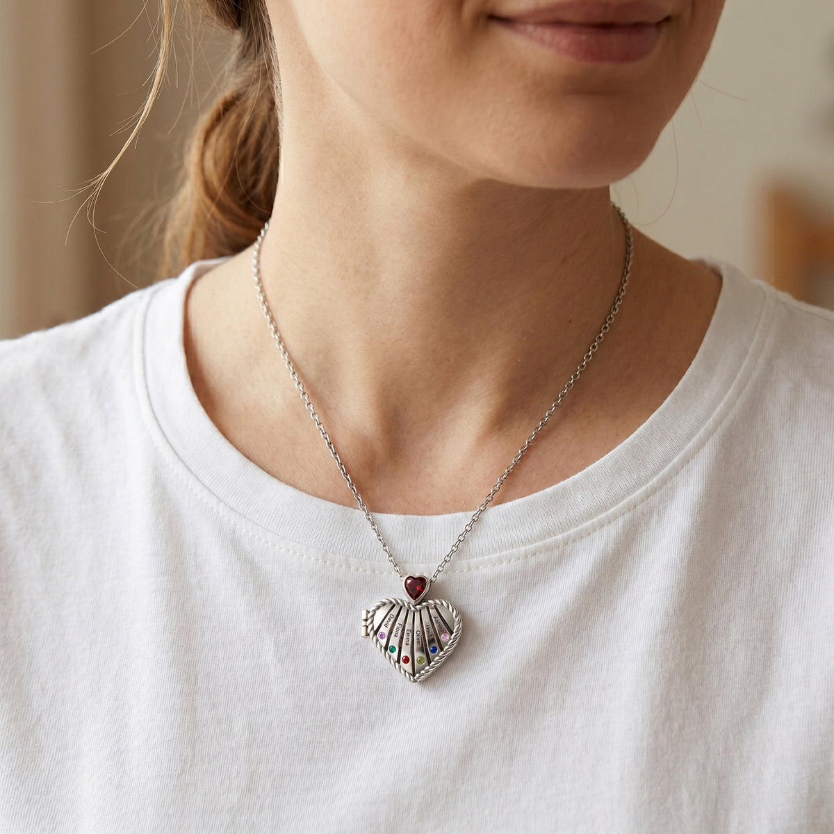Custom Birthstone Engraved Necklace