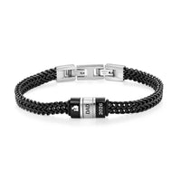 Men's Wheat Chain Engraved Bead Bracelet