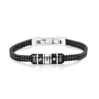 Men's Wheat Chain Engraved Bead Bracelet