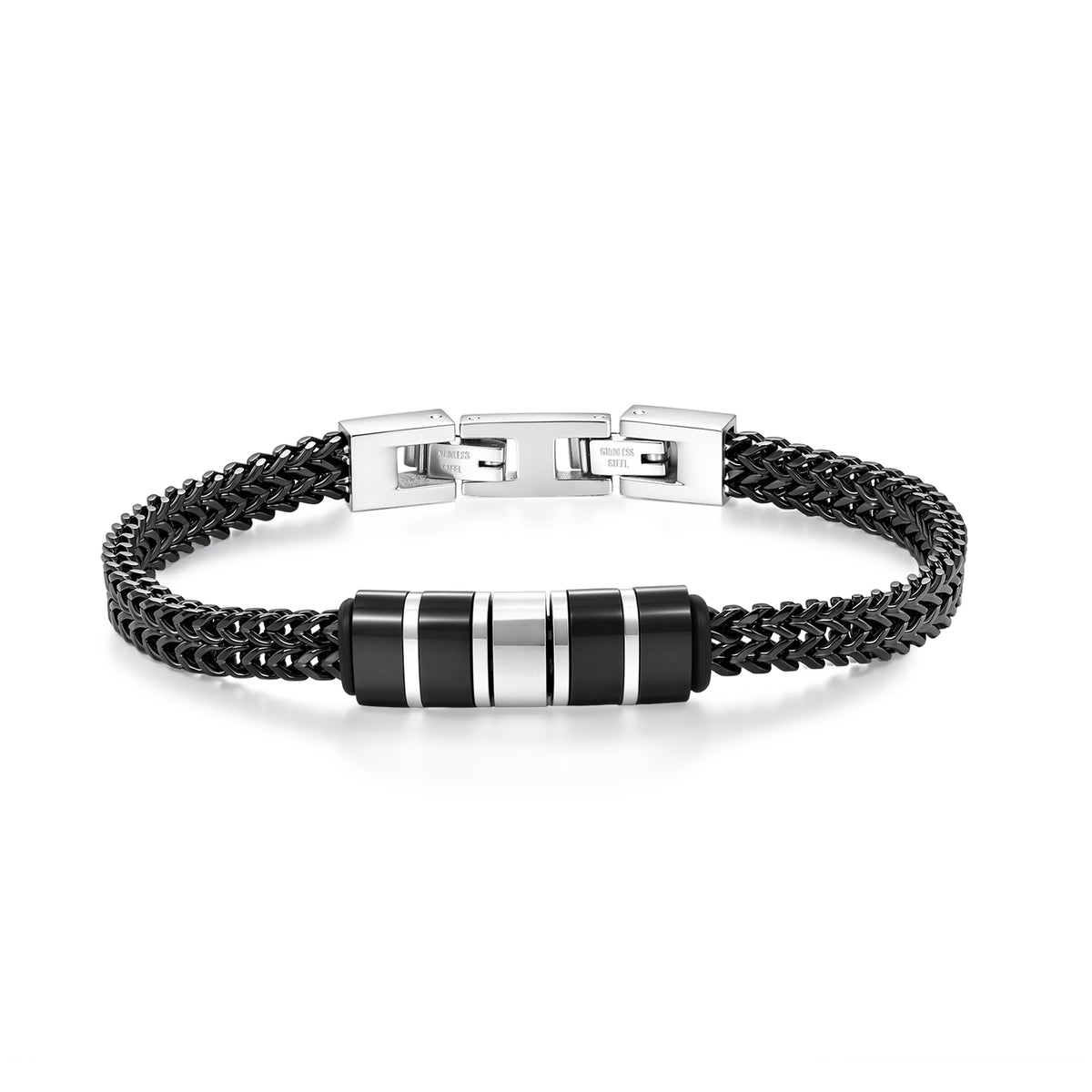 Men's Wheat Chain Engraved Bead Bracelet