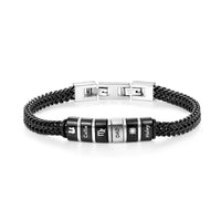 Men's Wheat Chain Engraved Bead Bracelet