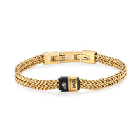 Men's Wheat Chain Engraved Bead Bracelet