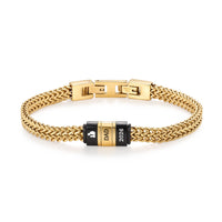 Men's Wheat Chain Engraved Bead Bracelet