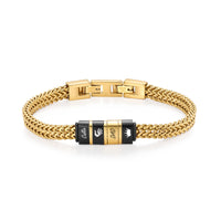 Men's Wheat Chain Engraved Bead Bracelet